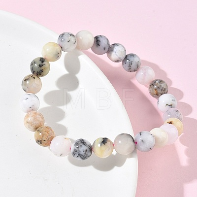 Natural Green Opal Round Beads Stretch Bracelets for Women BJEW-Z158-03L-03-1