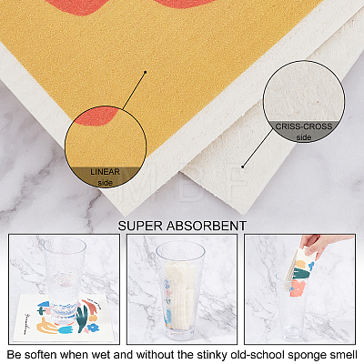 6Pcs 6 Patterns Cellulose Sponge Cleaning Cloths AJEW-CN0001-08B-1