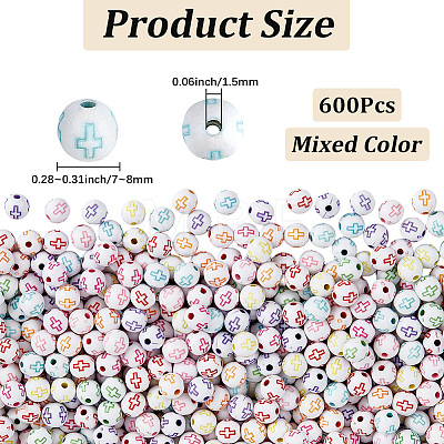 600Pcs Craft Acrylic Beads SACR-PA0001-34-1