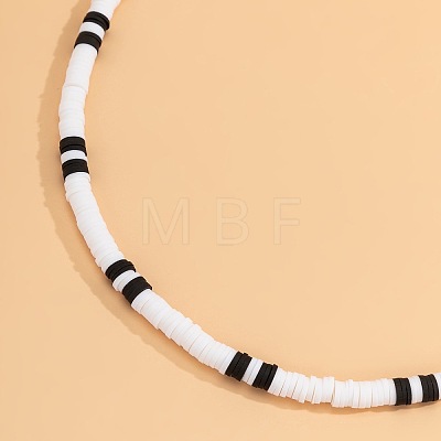 Bohemian Black and White Polymer Clay Heishi Beaded Necklaces for Men DR8717-1