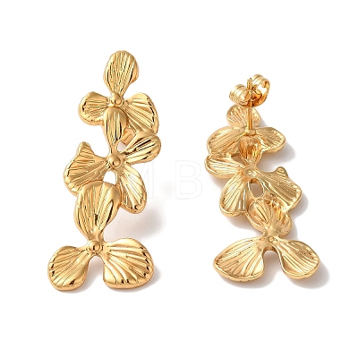 Textured Flower Ion Plating(IP) 304 Stainless Steel Stud Earrings for Women EJEW-L287-011G-1