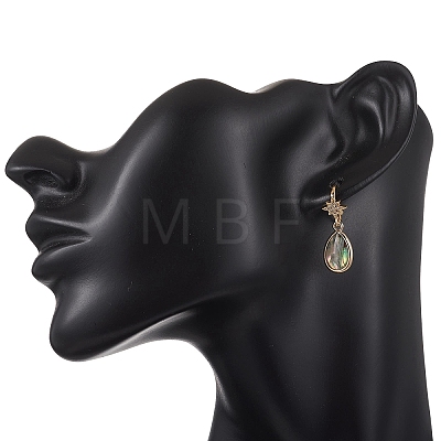 Brass Micro Pave Clear Cubic Zirconia Dangle Earrings EJEW-JE06947-1