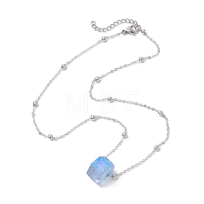 Electroplated Raw Natural Quartz Pendant Necklaces NJEW-JN04967-1