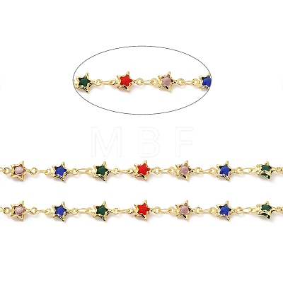 Star Handmade Brass Glass Beaded Chains CHC-M024-03G-1