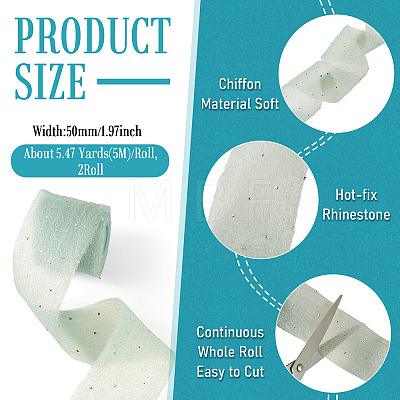 2Rolls Polyester Hot-fix Rhinestone Raw Edges Ribbon OCOR-TA0003-95A-1