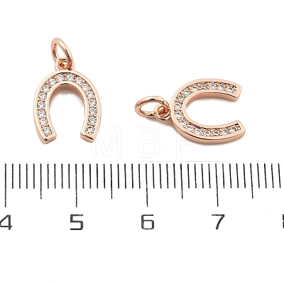 CZ Brass Micro Pave Cubic Zirconia Horse Shoe Charms ZIRC-L018-13RG-1