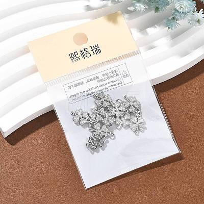 SHEGRACE Brass Micro Pave Clear Cubic Zirconia Charms XGRQ2O411-415P-1