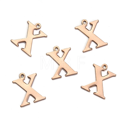Ion Plating(IP) 304 Stainless Steel Alphabet Charms STAS-H122-X-RG-1