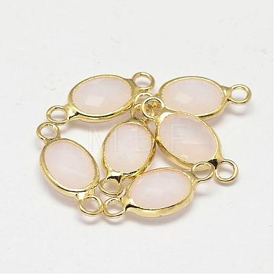 Oval Faceted Golden Brass Glass Links connectors GLAA-O014-G-1