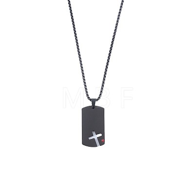 201 Stainless Steel Ruby Rhinestone Pendant Necklaces FS-WGBCC8A-03-1