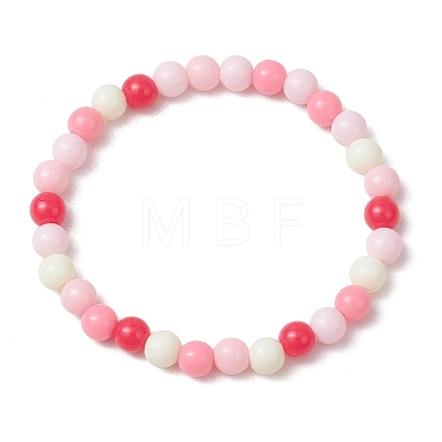 Opaque Acrylic Round Beaded Stretch Bracelets for Kid BJEW-JB11651-1