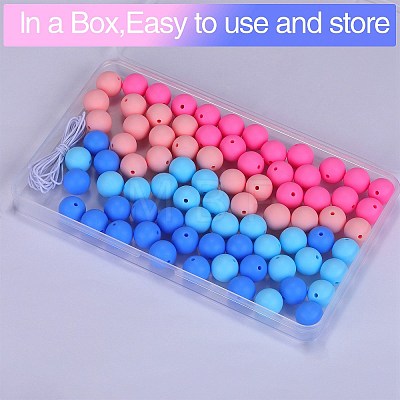 80Pcs 4 Style Round Silicone Focal Beads SIL-SZ0001-22I-1