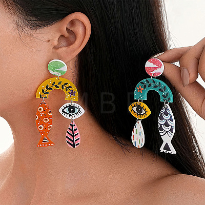 Acrylic Dangle Stud Earrings WG31848-01-1