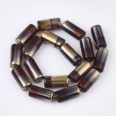 Half Electroplate Glass Beads Strands X-EGLA-S177-01B-1