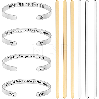 Beebeecraft 6Pcs 2 Styles 304 Stainless Steel Bangle Blank Strips MAK-BBC0001-08-1