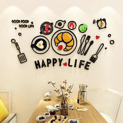 3D Catering Theme Acrylic Self-adhesion Mirror Wall Stickers EL-TAC0001-12-1