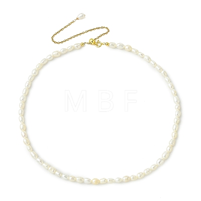 Adjustable Natural Cultured Freshwater Pearl Rice Beaded Necklaces for Women NJEW-JN06341-1