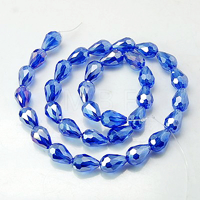 Electroplate Glass Beads Strands X-EGLA-D015-15x10mm-12-1