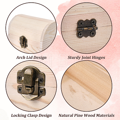 Wood Treasure Chest Storage Boxes with Hinged Lid and Metal Clasps AJEW-GF0014-35A-1