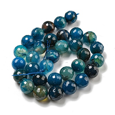 Faceted Natural Banded Agate Beads Strands G-F447-12mm-O08-1