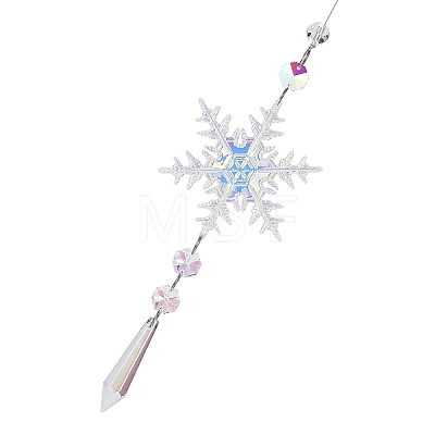 AB Color Glass Snowflake Pendant Decorations AJEW-Q144-02P-03-1