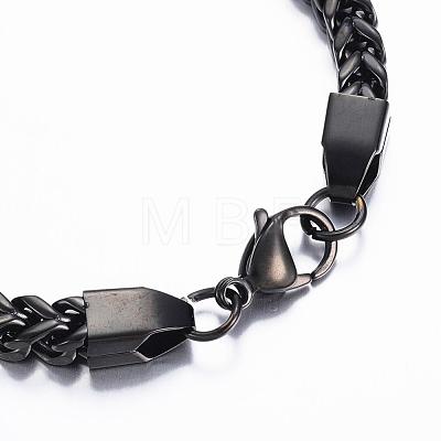 304 Stainless Steel Wheat Chain Bracelets BJEW-H508-06B-1