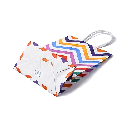 Wave Shaped Print Paper Packing Tote Bags LS-CARB-R001-01C-1