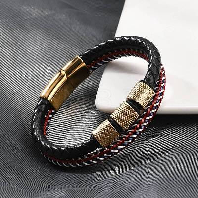 Braided Leather Multi-strand Bracelets BJEW-Z081-15G-1