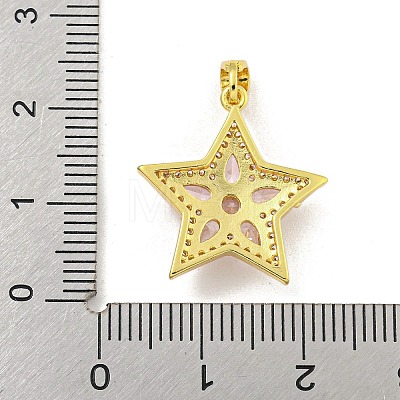 Star Rack Plating Brass Cubic Zirconia Pendants KK-M291-10G-1