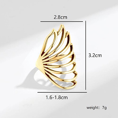 Minimalist Hollow Feather Brass Finger Ring for Women UI5232-1-1