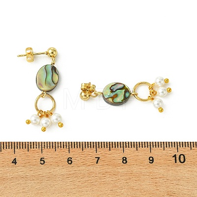Abalone Shell/Paua Shell & Shell Pearl Beads Dangle Earrings EJEW-JE07327-01-1