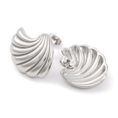 Non-Tarnish Shell Shapes 304 Stainless Steel Earring for Women EJEW-H013-07P-1