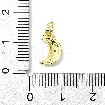 Moon Theme Brass Micro Pave Clear Cubic Zirconia Charms KK-H475-57G-13-1