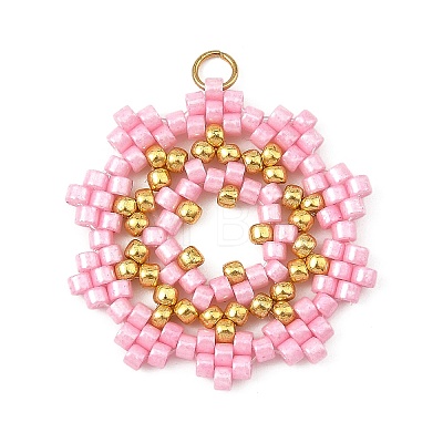 Glass Seed Beaded Pendants PALLOY-MZ01411-01-1