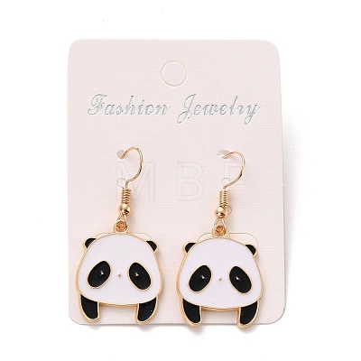 Panda Enamel Dangle Earrings for Women EJEW-Z015-13-1