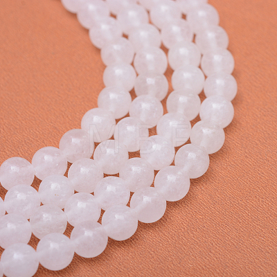 Round Natural White Jade Bead Strands G-R345-4mm-06-1