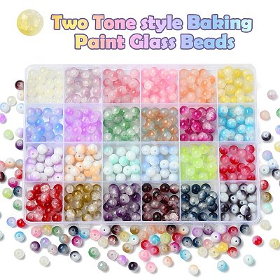 528Pcs 24 Style Mixed Style Glass Beads DGLA-YW0001-20-1