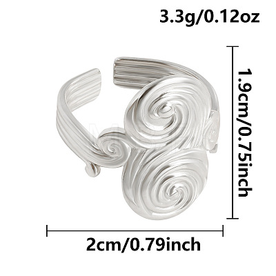 Wave Texture 304 Stainless Steel Open Cuff Rings LS-XG7787-1-1