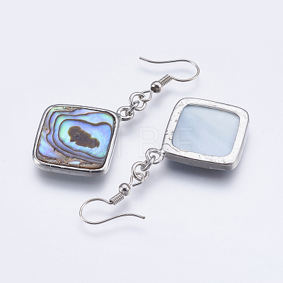 Abalone Shell/Paua Shell Dangle Earrings EJEW-F147-A12-1
