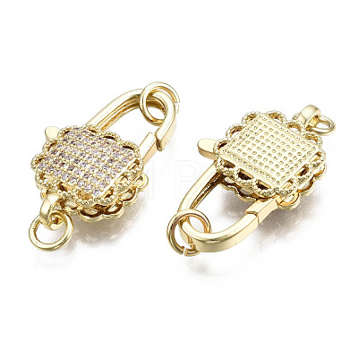 Brass Micro Pave Clear Cubic Zirconia Lobster Claw Clasps KK-Q769-032-NF-1