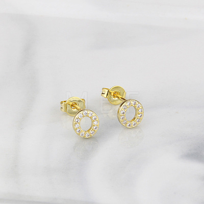 Brass Clear Cubic Zirconia Stud Earrings WGC2A80-15-1