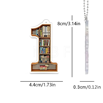 Acrylic 1 Numbers Shaped Book Shelf Pendant Decorations PW-WG11882-02-1