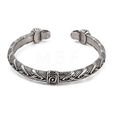 Viking 304 Stainless Steel Open Cuff Bangles for Men BJEW-U001-05B-AS-1