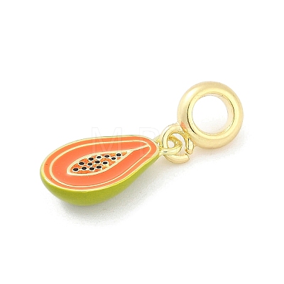 Brass Enamel Fruit European Dangle Charms KK-Z090-08G-09-1