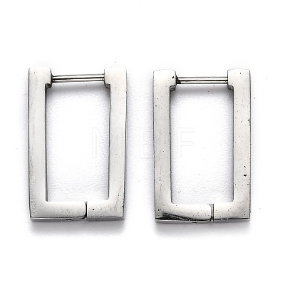 Tarnish Resistant 304 Stainless Steel Rectangle Huggie Hoop Earrings STAS-H156-10A-P-1