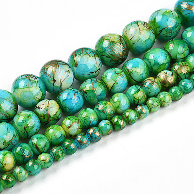 Drawbench & Baking Painted Glass Beads Strands DGLA-N003-4mm-B04-1