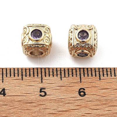 Brass Micro Pave Cubic Zirconia Beads KK-R216-17KCG-02-1