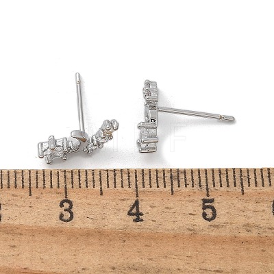 Brass Clear Cubic Zirconia Stud Earrings EJEW-Q014-11P-1