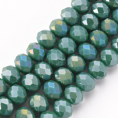 Electroplate Glass Beads Strands X-EGLA-A034-P8mm-B20-1