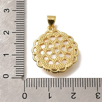 Brass with Natural Shell Carved Pendants KK-Z091-04G-02-1